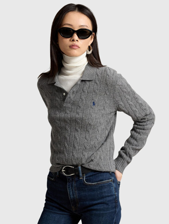 Gray sweater with an embroidered logo - 1