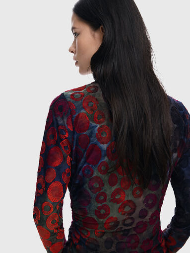 Long sleeved blouse with contrast print - 5