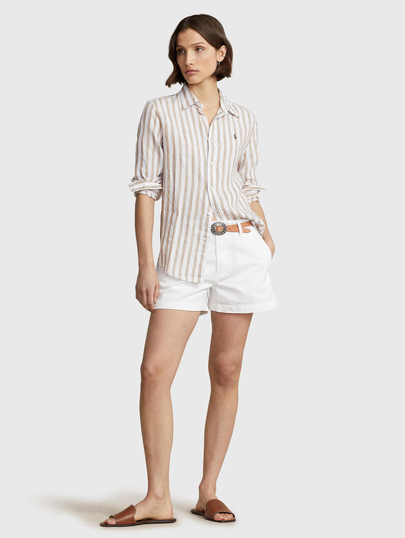 Striped linen shirt with logo embroidery - 2