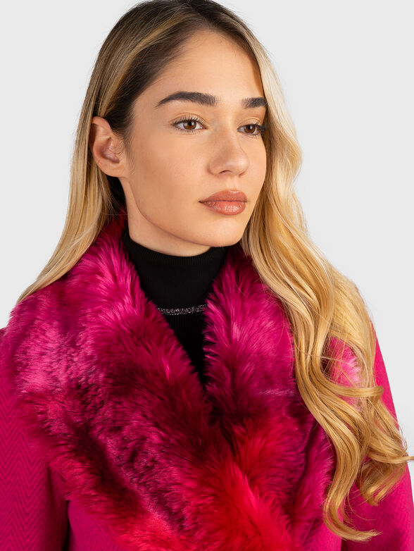 Pink coat with faux fur detail - 6