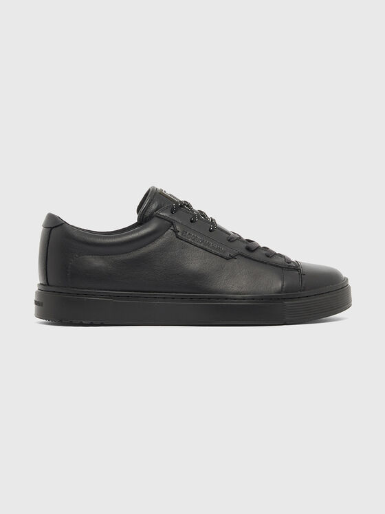 Dark blue leather sneakers - 1