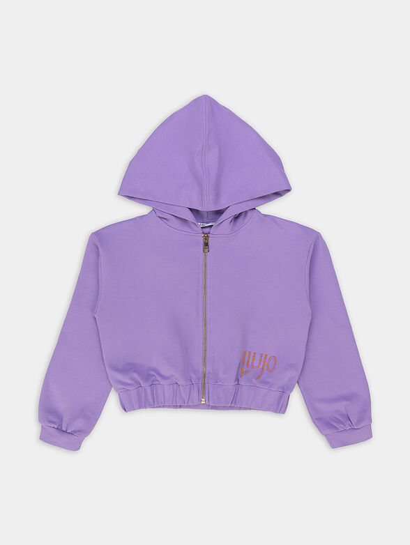 Sweatshirt in purple color with zip and hood - 1
