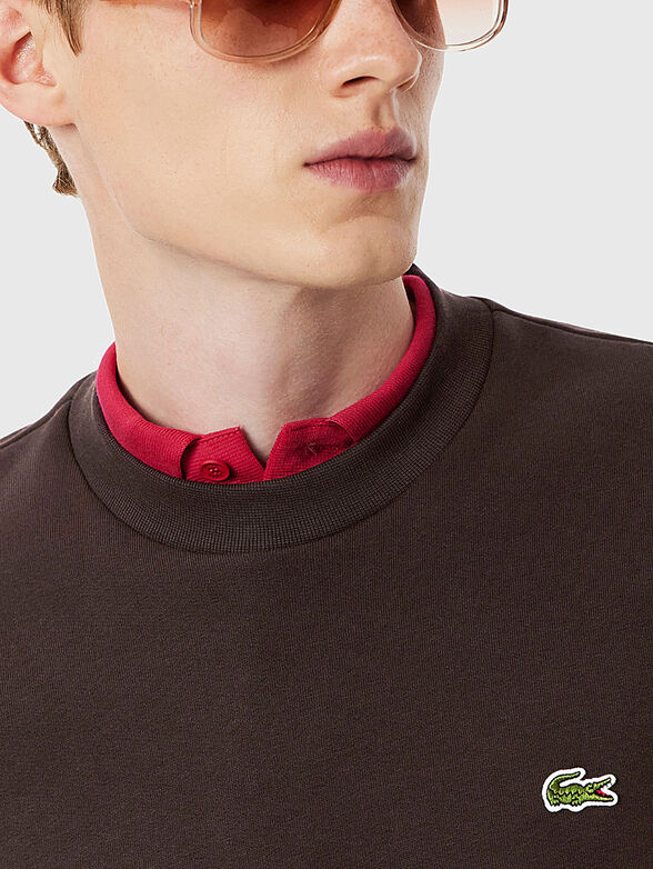 Cotton sweatshirt with logo in green - 4