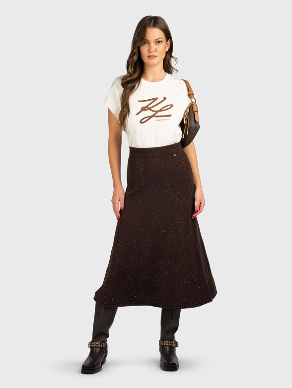 Midi skirt with micro sequins and logo detail - 4