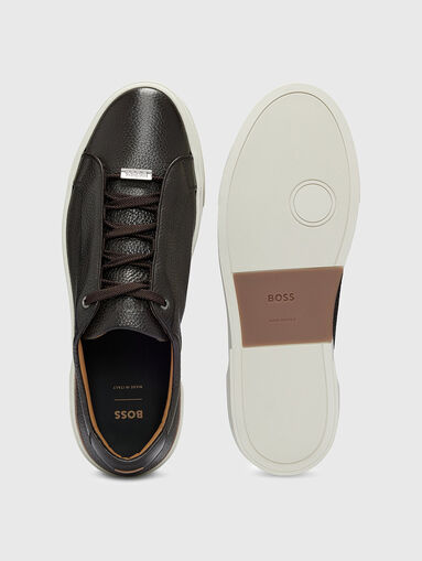 Black grained-leather sneakers - 5