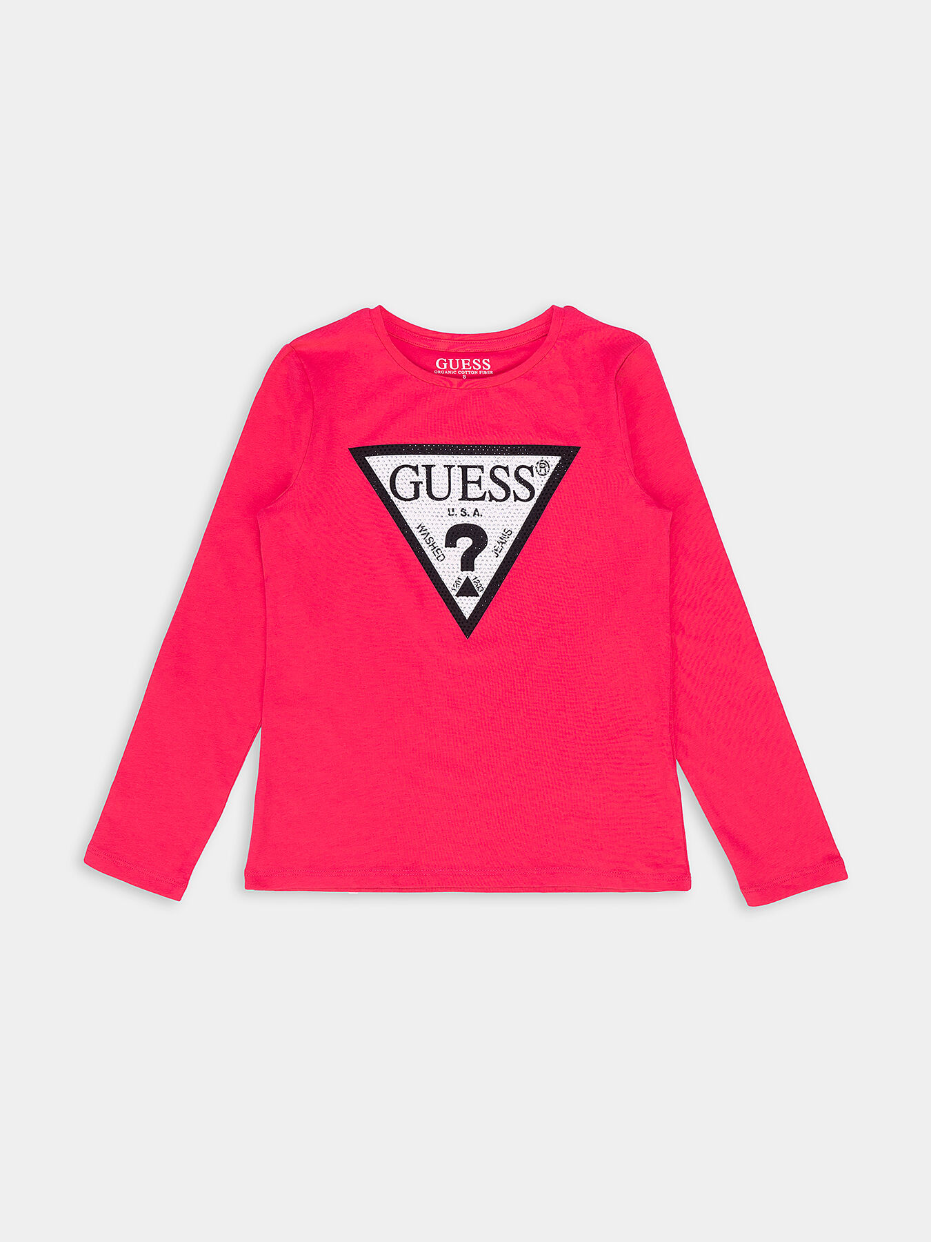 Black blouse with long sleeve and logo print brand GUESS Globalbrandsstore en