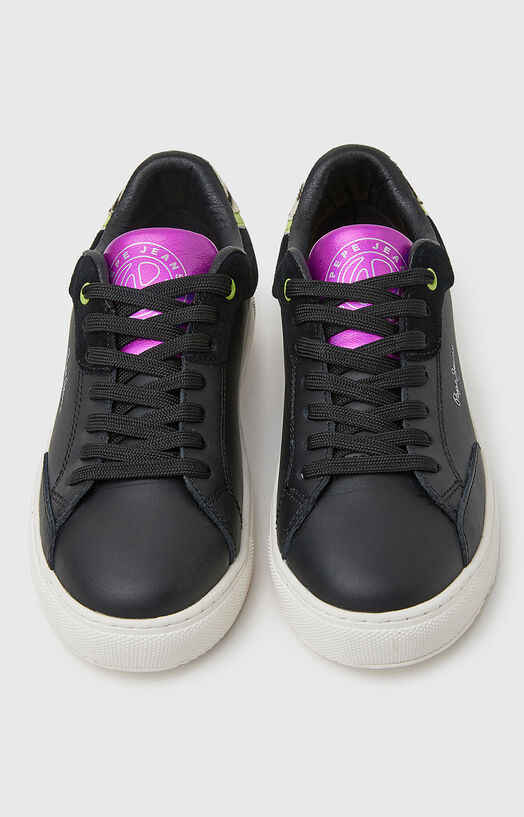 ADAMS ARI black sports shoes with coloured inserts brand Pepe