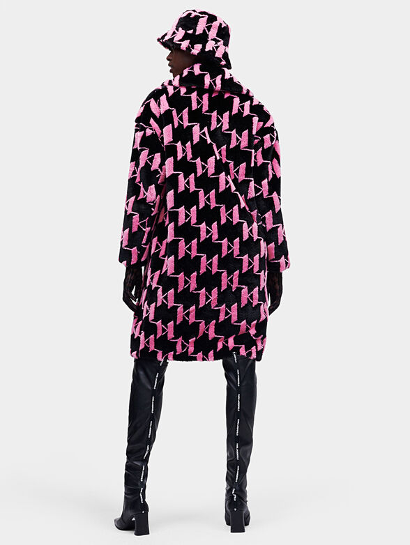 Monogram faux fur coat - 2