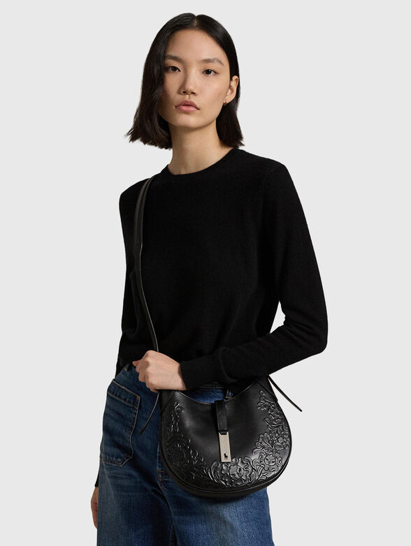 Logo detail leather hobo bag  - 2