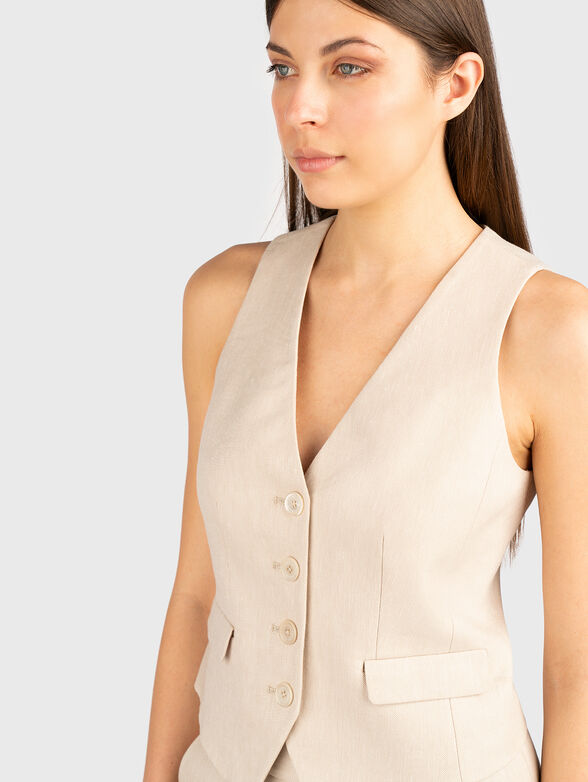 Linen vest with buttons - 3