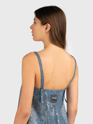 Denim mini dress with silver effect - 3