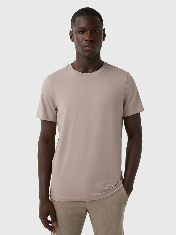 ROC T-shirt with oval neckline in beige - 1