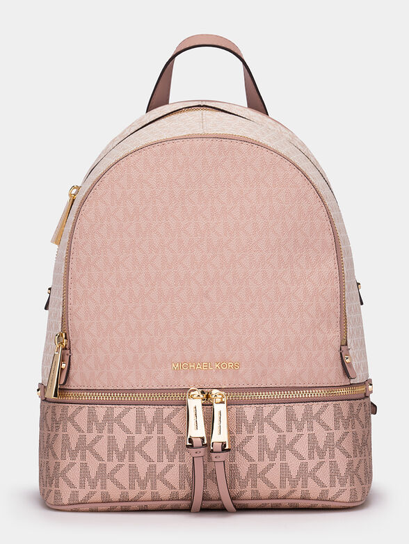 Pink backpack with logo print - 1