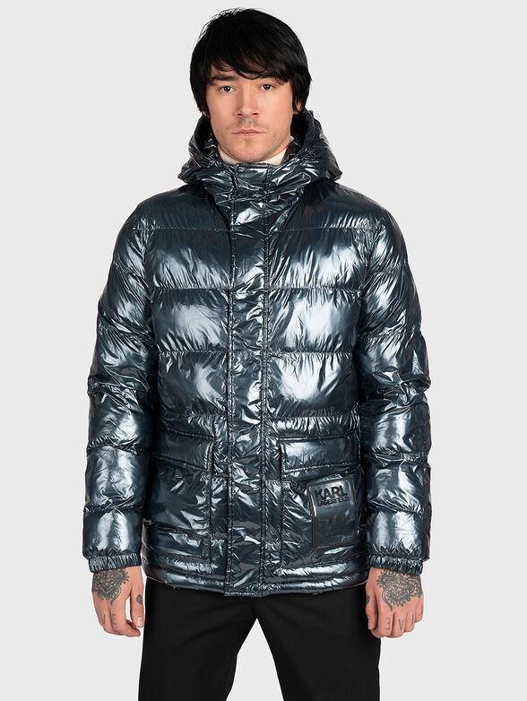 Padded hooded jacket with metallic effect - 1