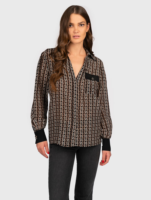 Silk shirt with monogram print  - 1