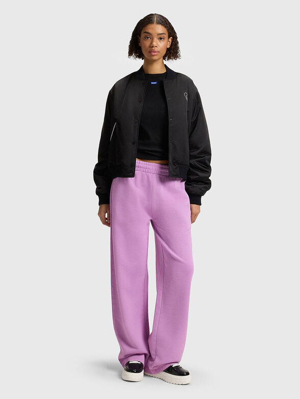 Cotton sports trousers with wide legs - 4