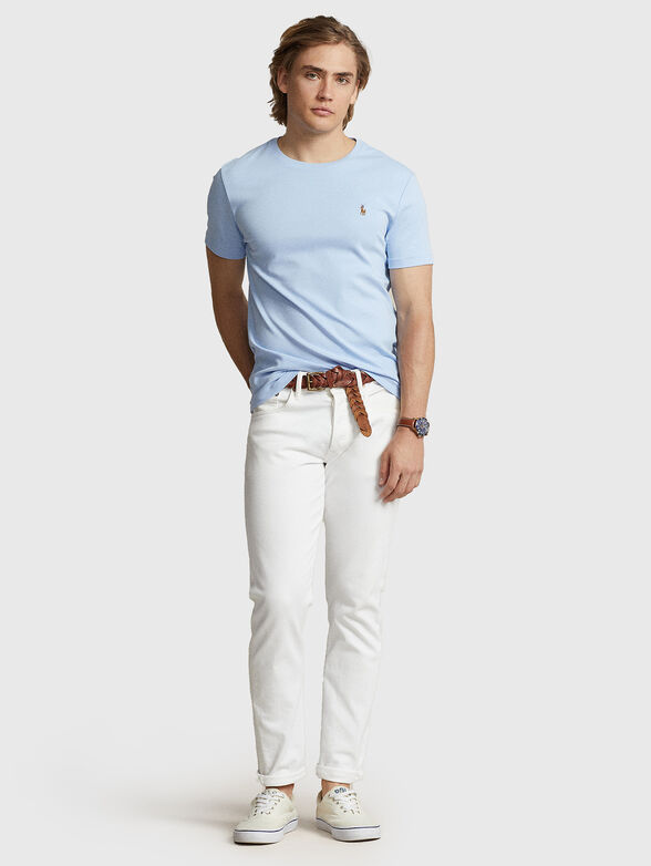 Light blue cotton T-shirt with embroidery - 2