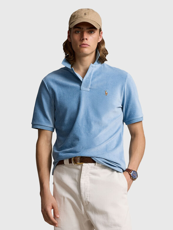 Blue corduroy polo shirt - 1