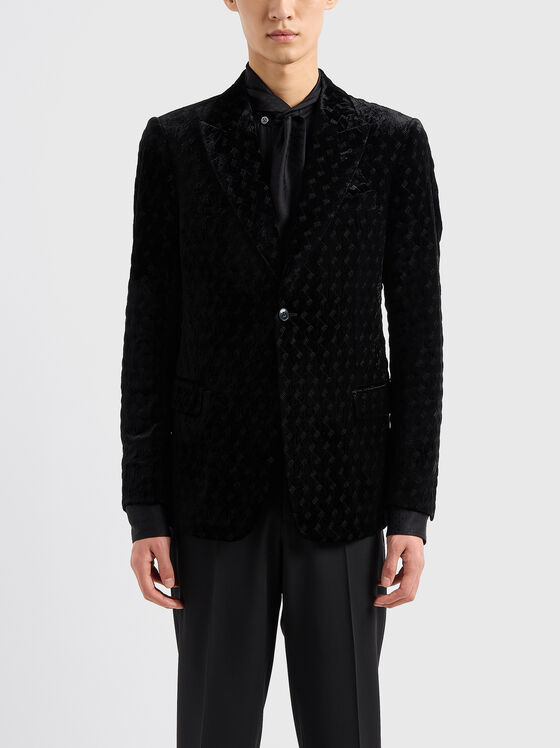Сако със слим кройка от жакард - 1