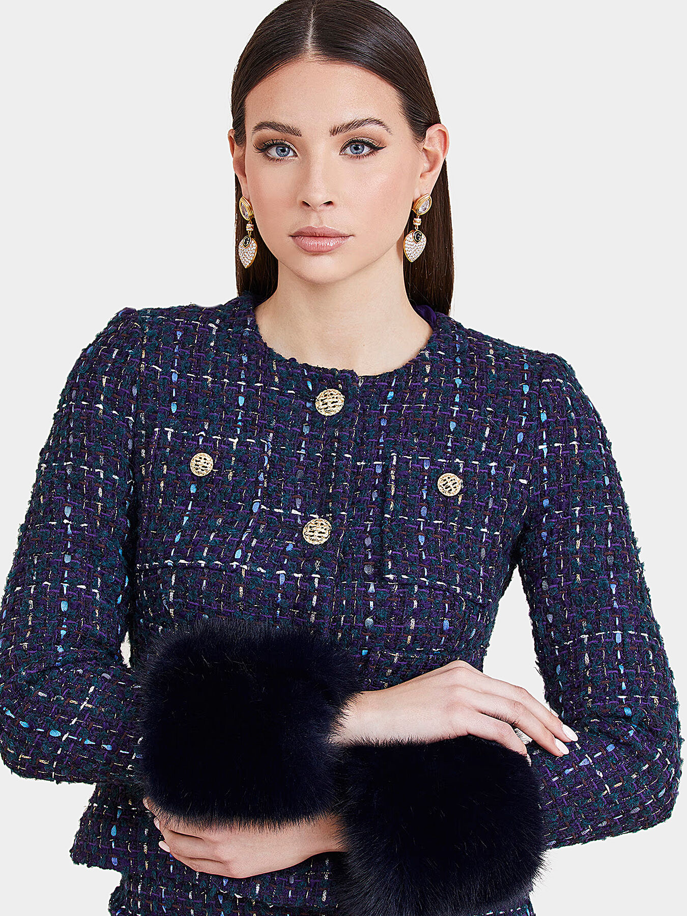 ★LANG&LU★ PANSY Tweed Jacket_PURPLE SECRET tweed blazer brand Marciano — Globalbrandsstore.com/en