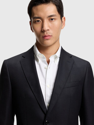 Textured blazer in dark blue - 4