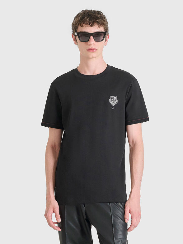 Cotton T-shirt with oval neckline - 1