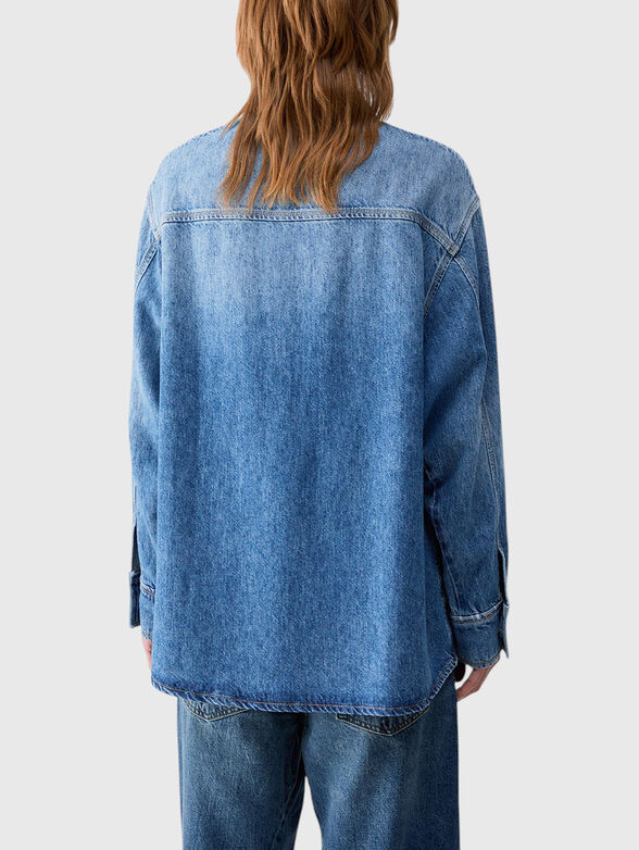 Overshirt in denim with rhinestones animal print - 2