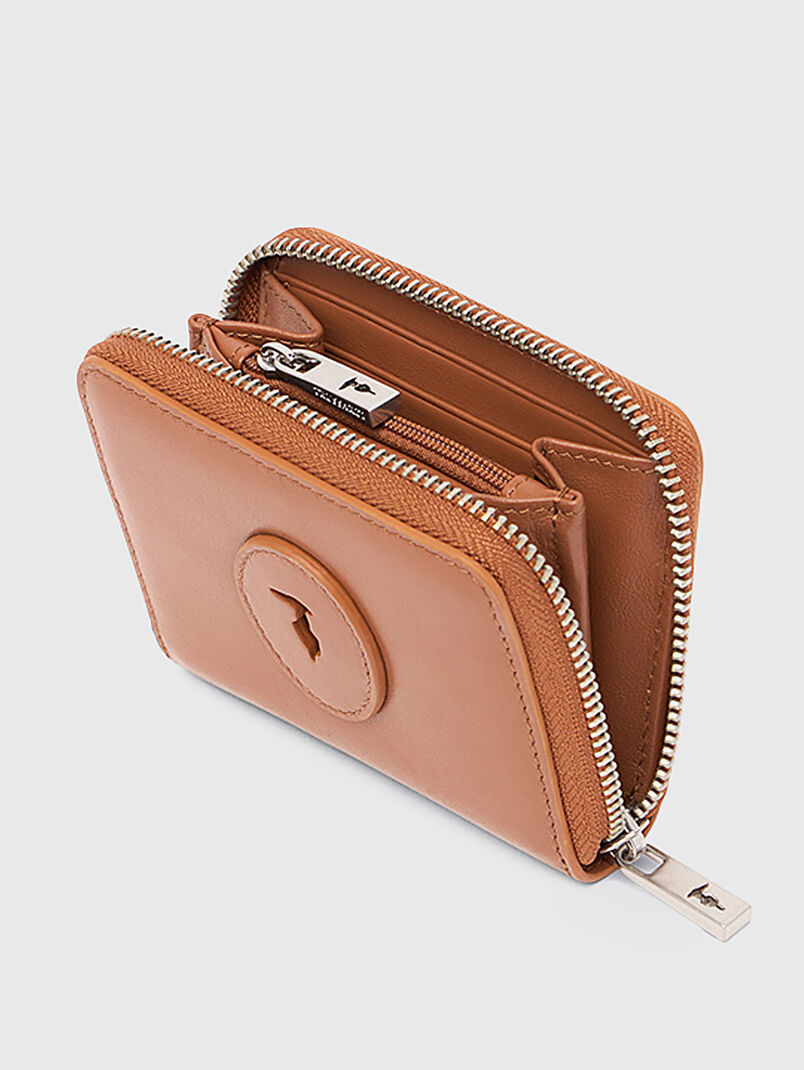 Leather wallet in beige - 3