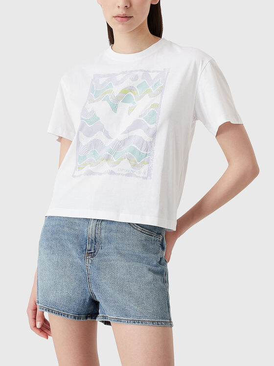 T-shirt with print and embroidery - 1