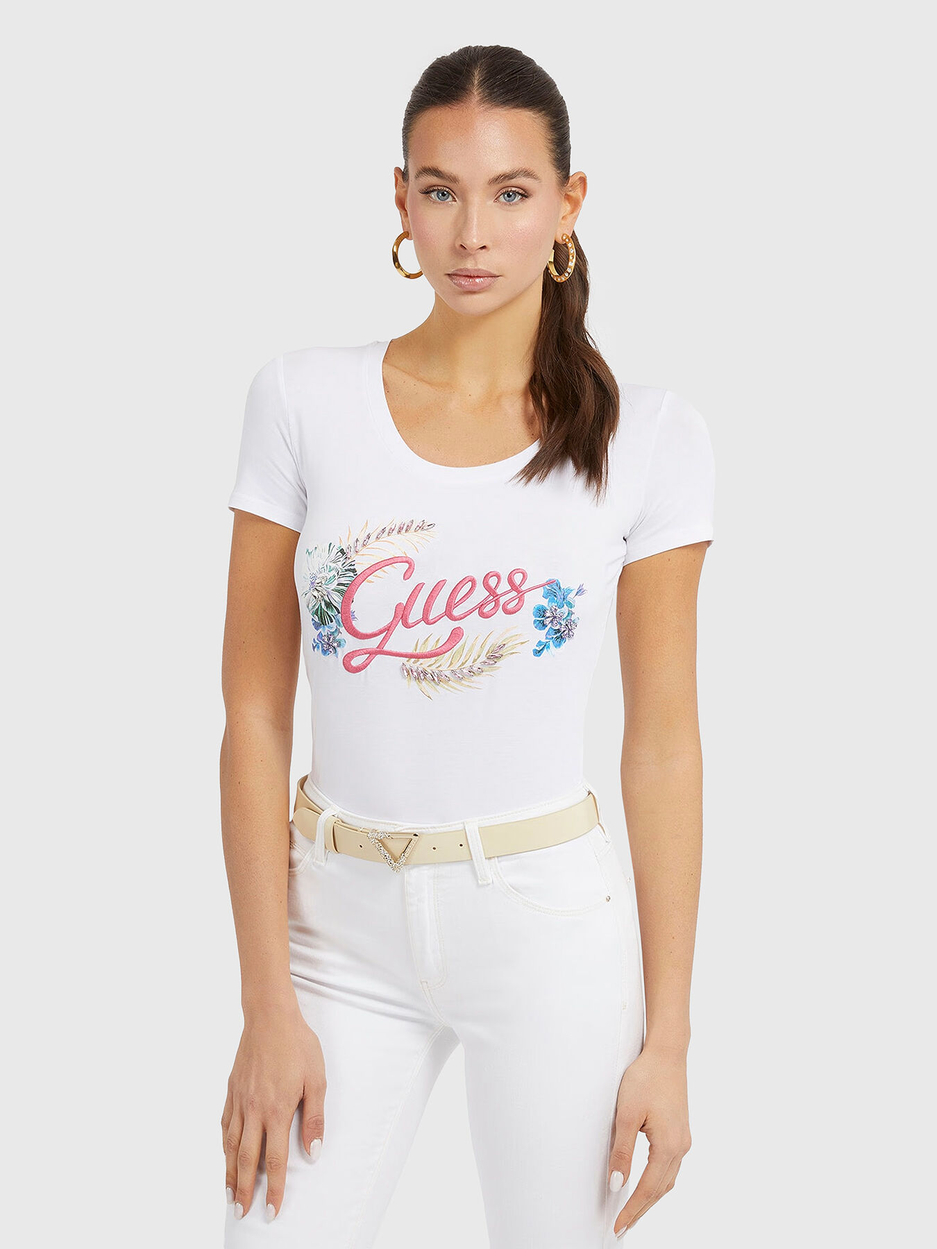 T-shirt with logo embroidery brand GUESS — Globalbrandsstore