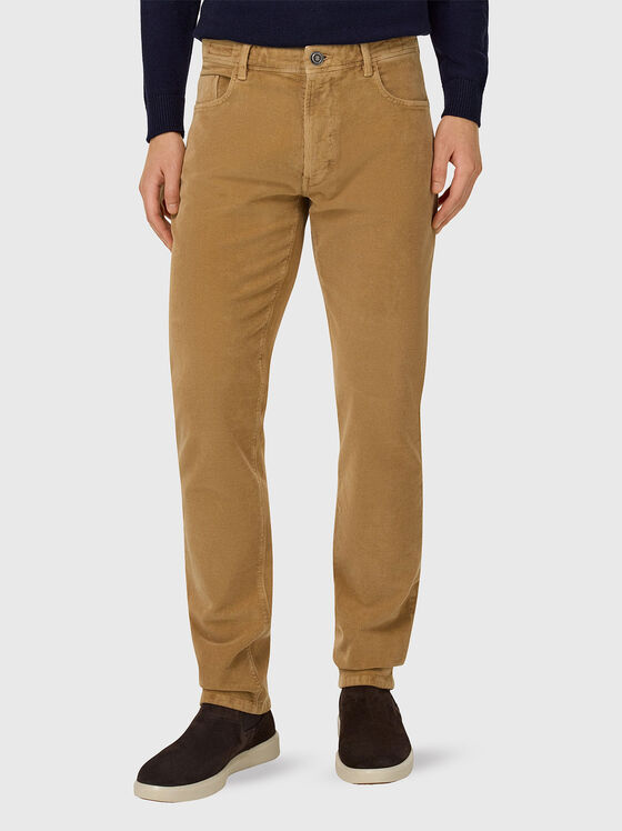 Панталон от кадифе с лого патч - 1