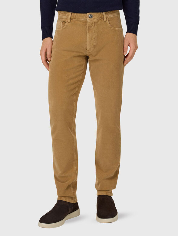 Corduroy pants with logo patch - 1