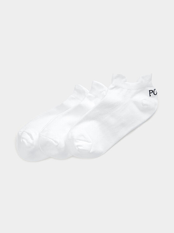 Комплект от три чифта бели чорапи с лого - 1