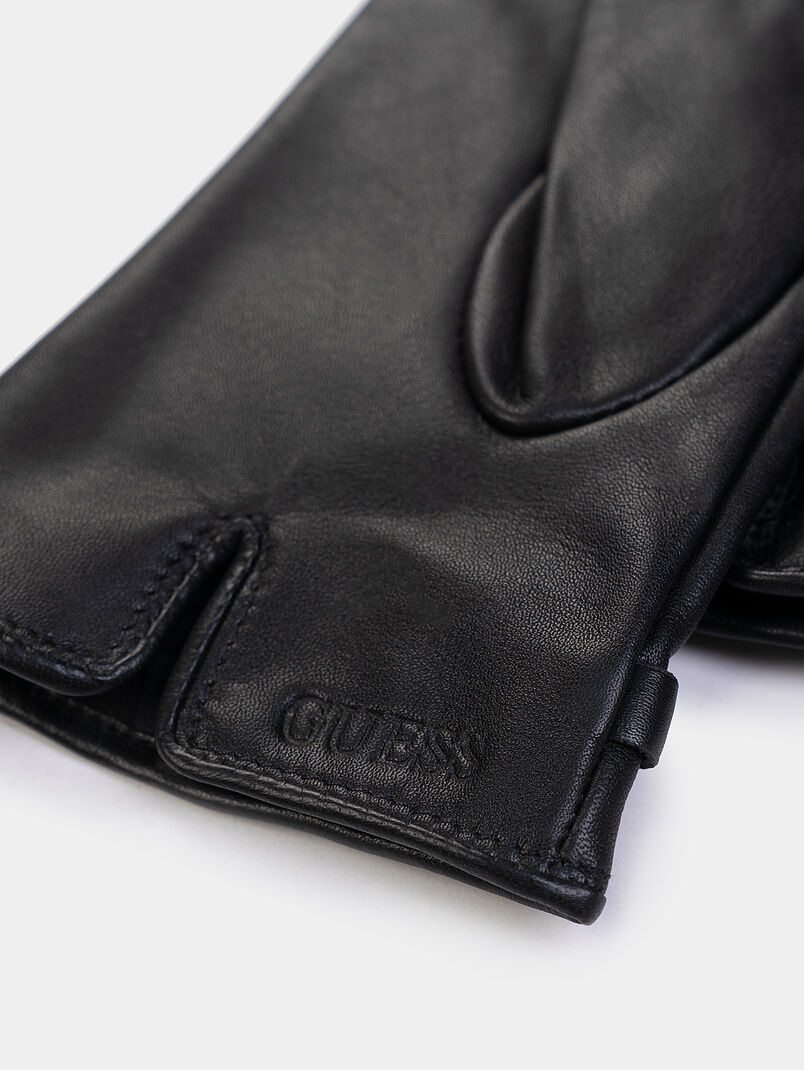 Leather gloves with logo detail - 3