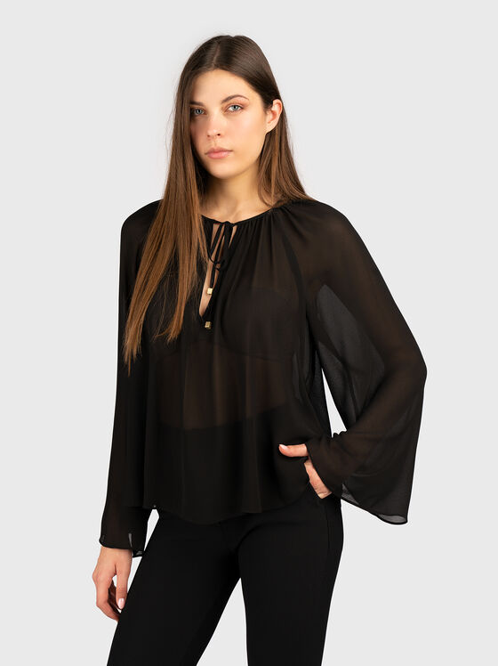 Long sleeve blouse with sheer effect - 1