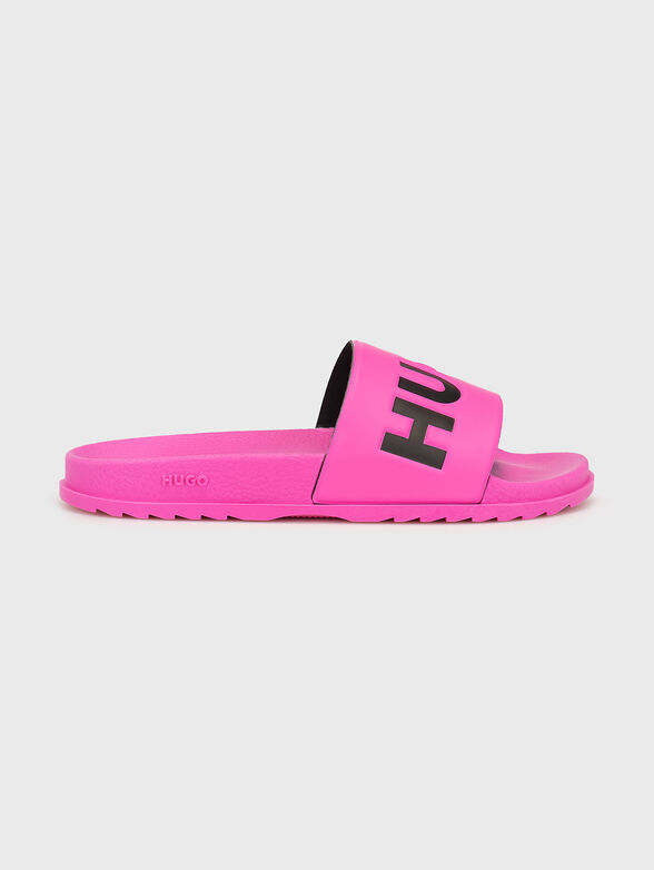Fuchsia slippers with contrasting logo - 1