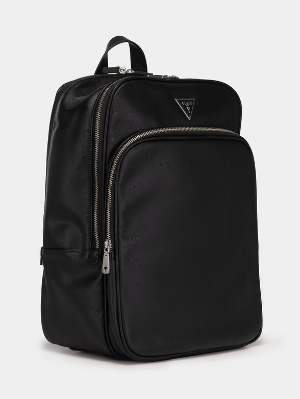 Black backpack with Saffiano effect - 3