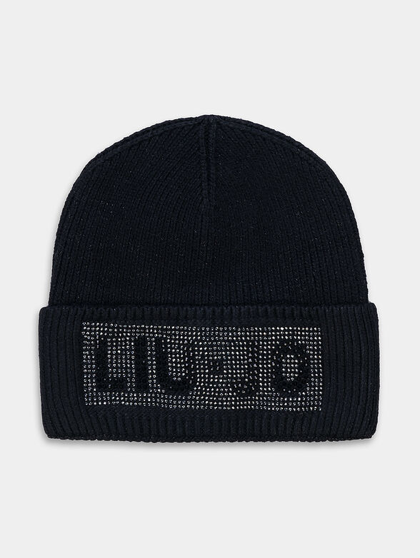 Black knitted hat with logo accent - 1