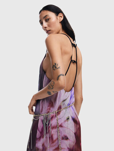 Pleated dress with floral print - 3