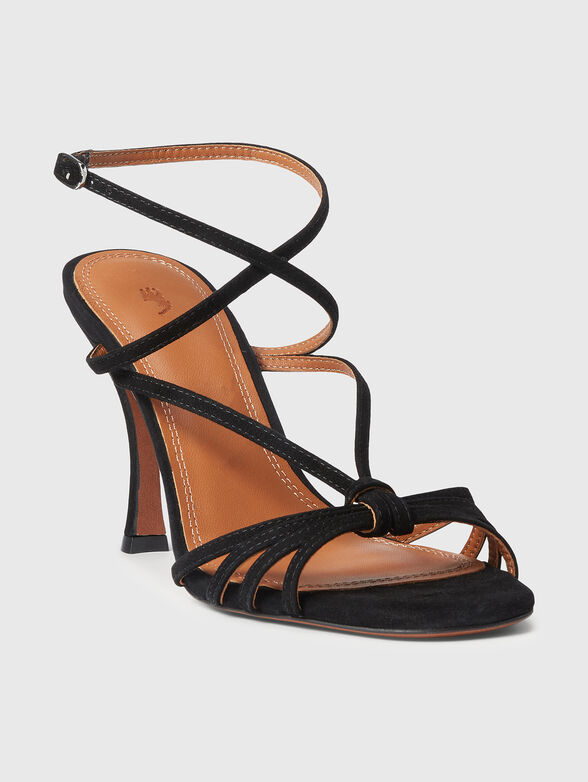 Black leather heeled sandals - 2