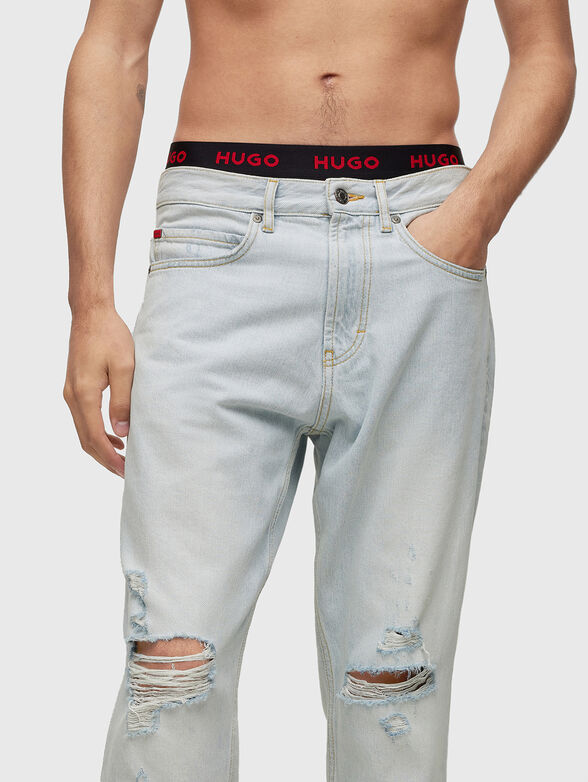 Light blue jeans with distressed effect - 3