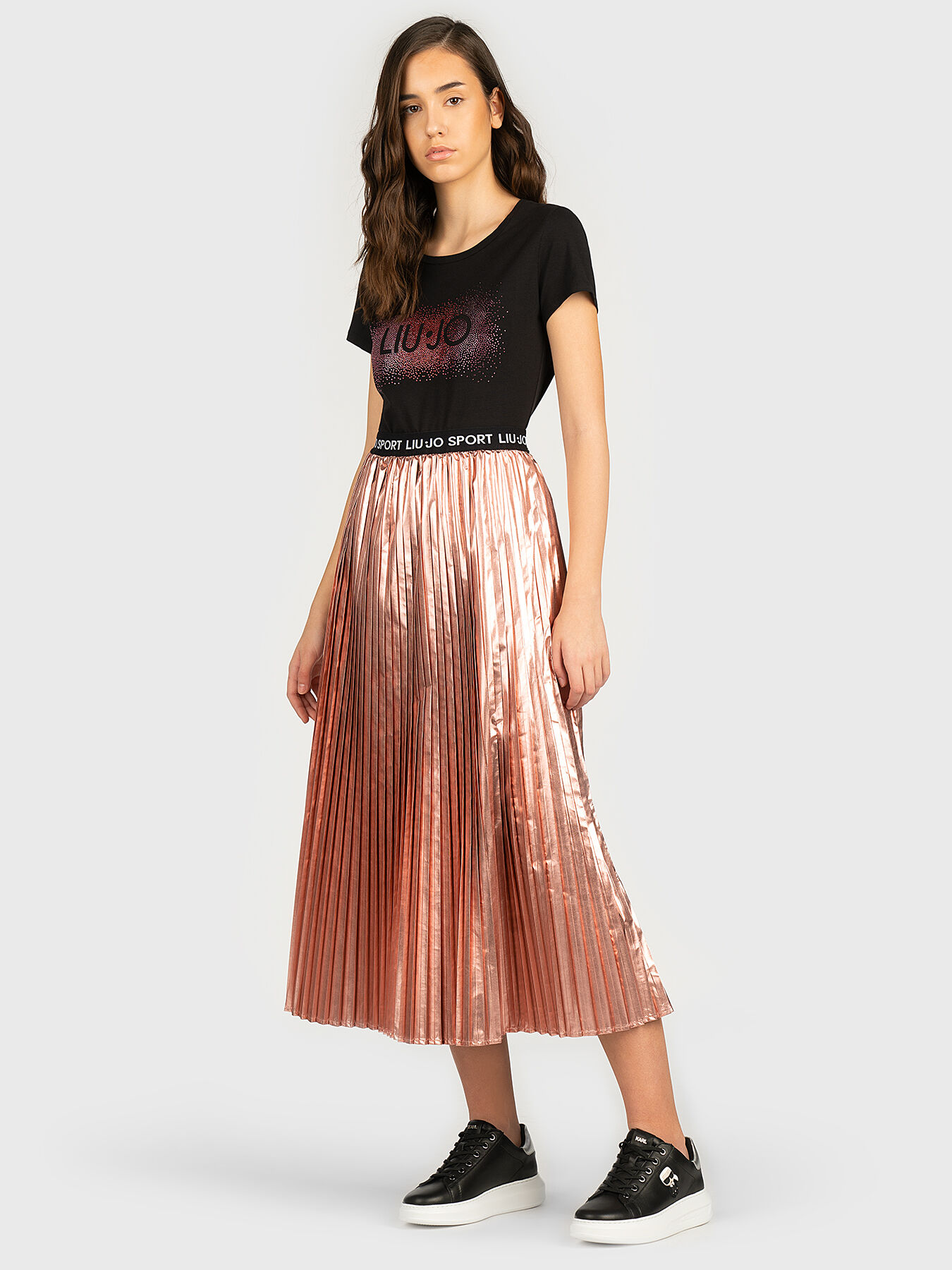 Pleated skirt in gold color brand LIU JO — Globalbrandsstore