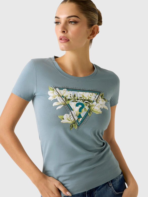 T-shirt with triangular logo and print - 4