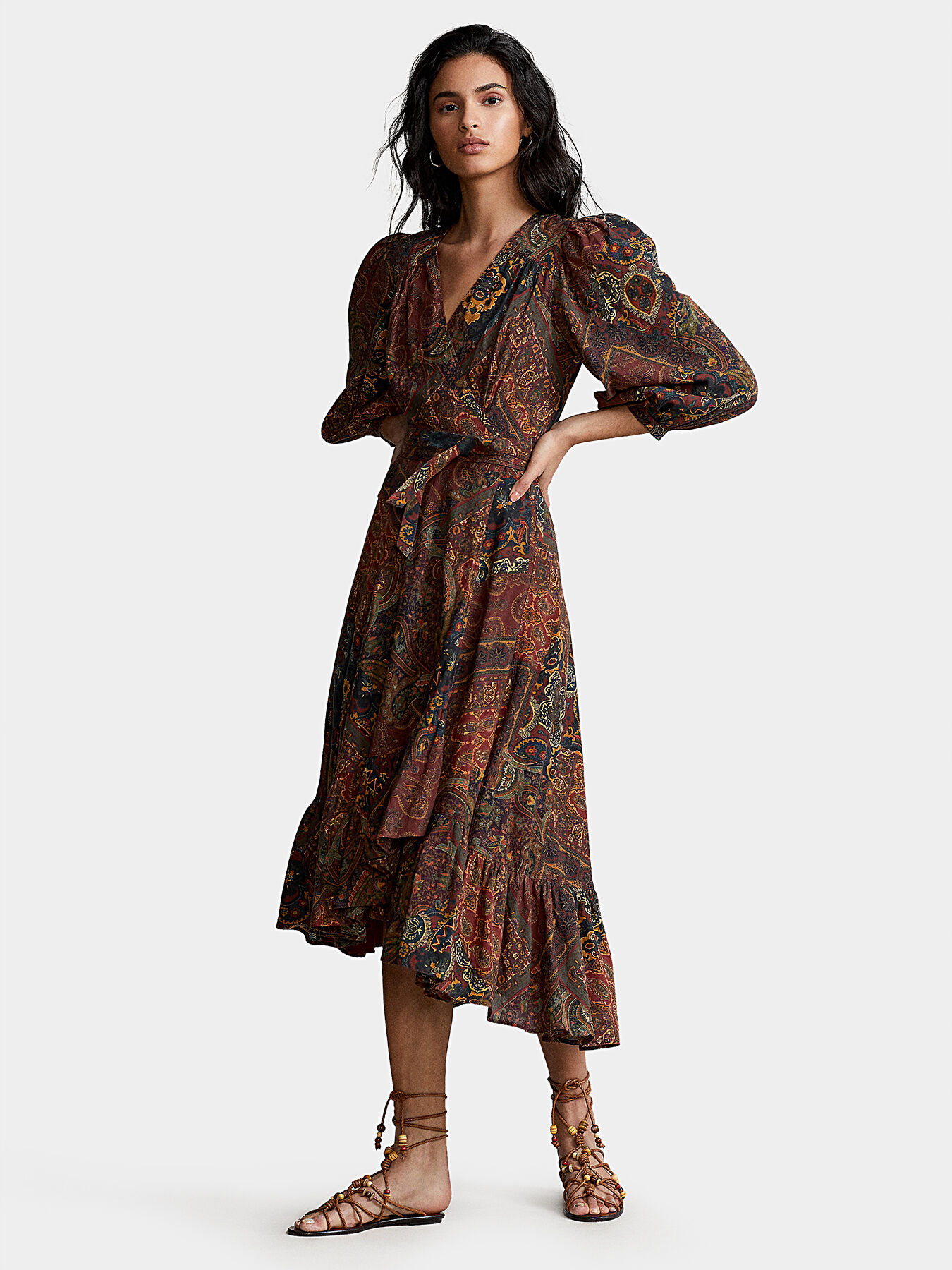 Midi dress with multicolor boho print brand POLO RALPH LAUREN Globalbrandsstore en