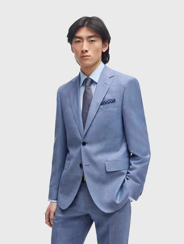 Beige linen blend jacket handkerchief - 2