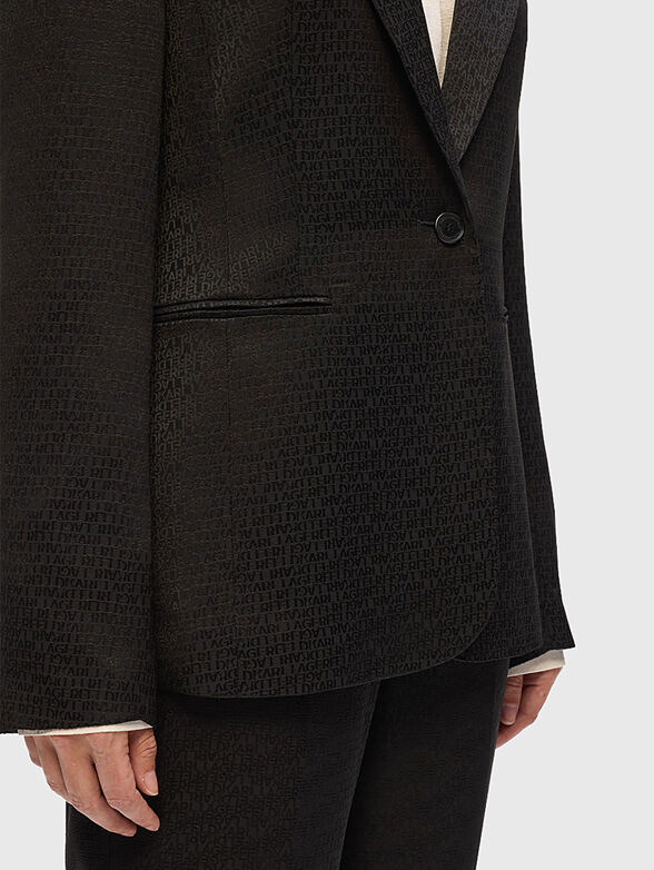 Black blazer with logo print - 4