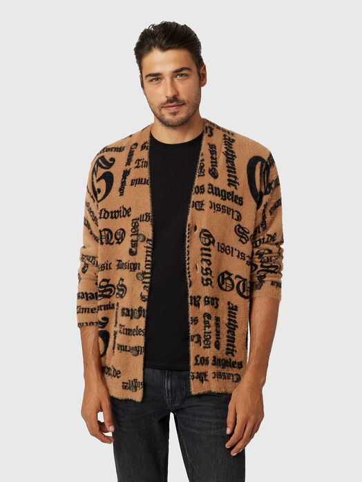 Cardigan with accent lettering inscriptions