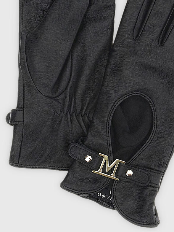 EVELIN leather gloves with logo detail - 2