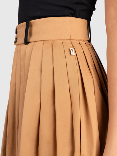 Pleated midi skirt in beige color - 3