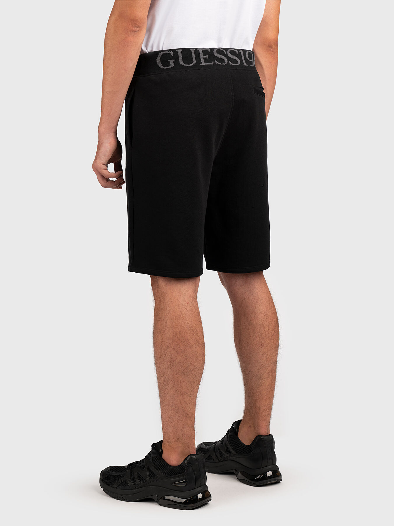 Shorts with logo accent in black brand GUESS